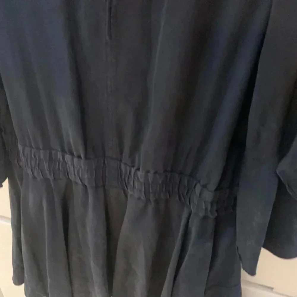 A.L.C. Cannon Draped-sleeves Silk Mini Dress In Midnight 10 - Picture 9 of 14